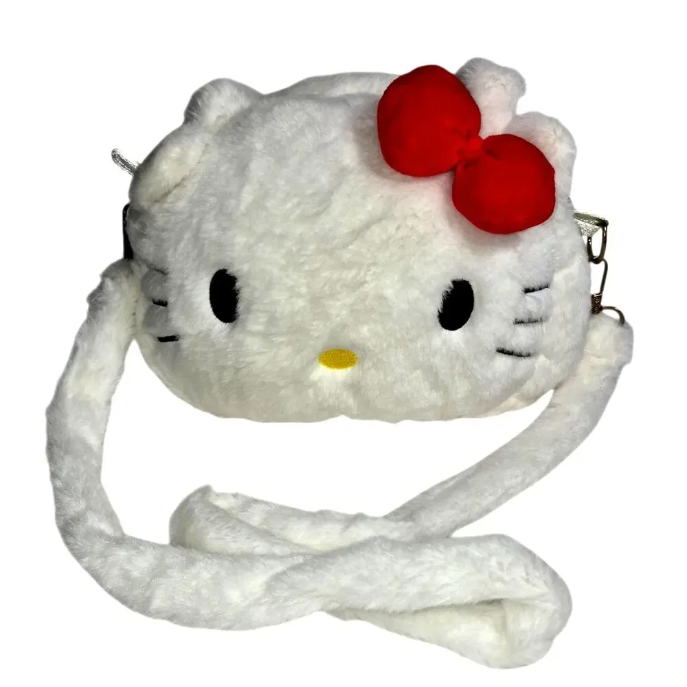 Hello Kitty Ultra Plush Crossbody Bag Embroidered Face 3D Bow